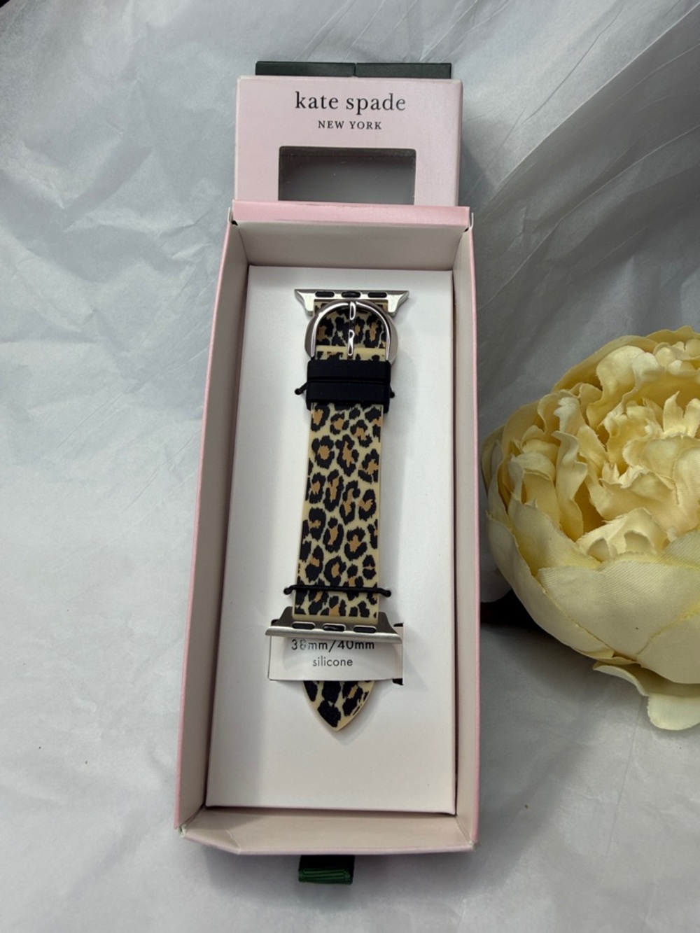 kate spade Leopard Print Silicone Watch Band in Tan and Black